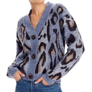 Aqua Leopard Print Cardigan Sweater. 100% Exclusive to Bloomingdales